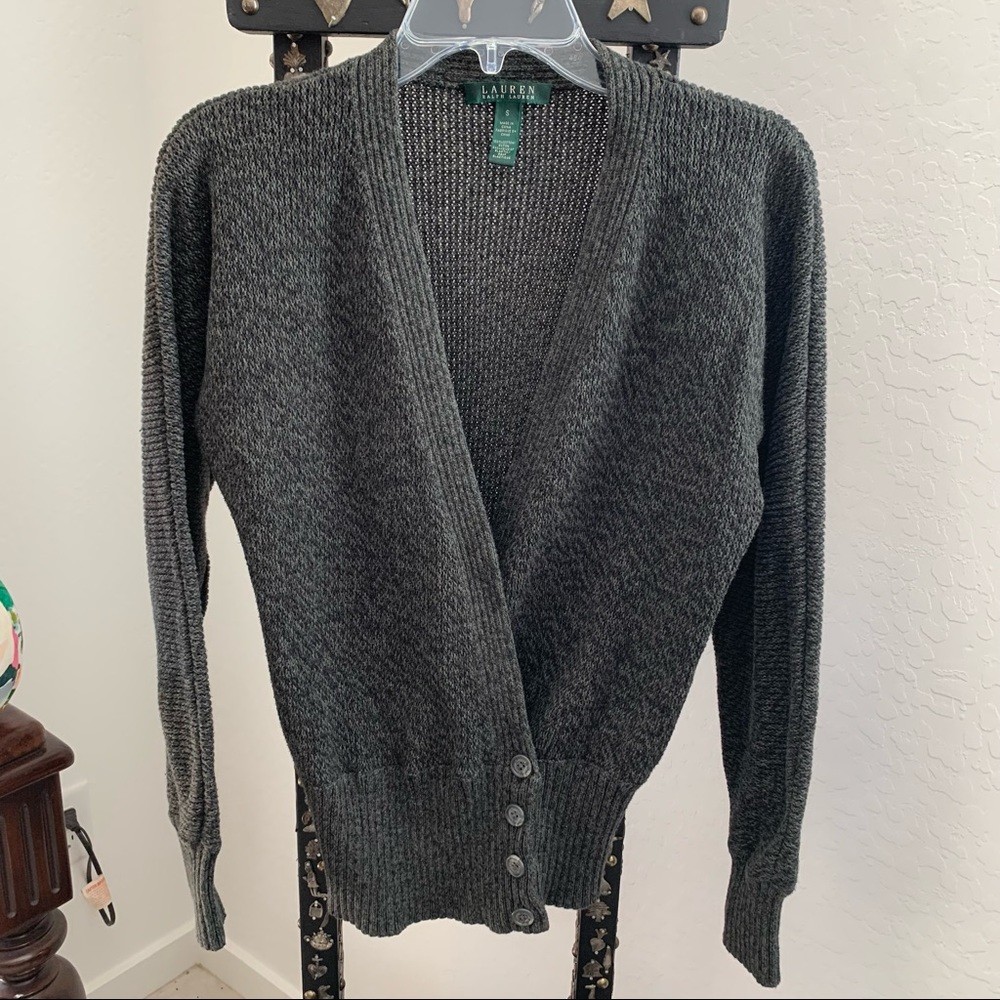 Lauren Ralph Lauren Gray Cardigan Sweater S